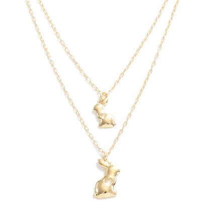 Gold Bunny Necklace Set