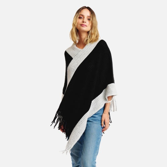 Black Cozy Chic Knit Poncho