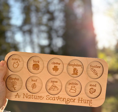 Kids Wooden Nature Scavenger Hunt Board