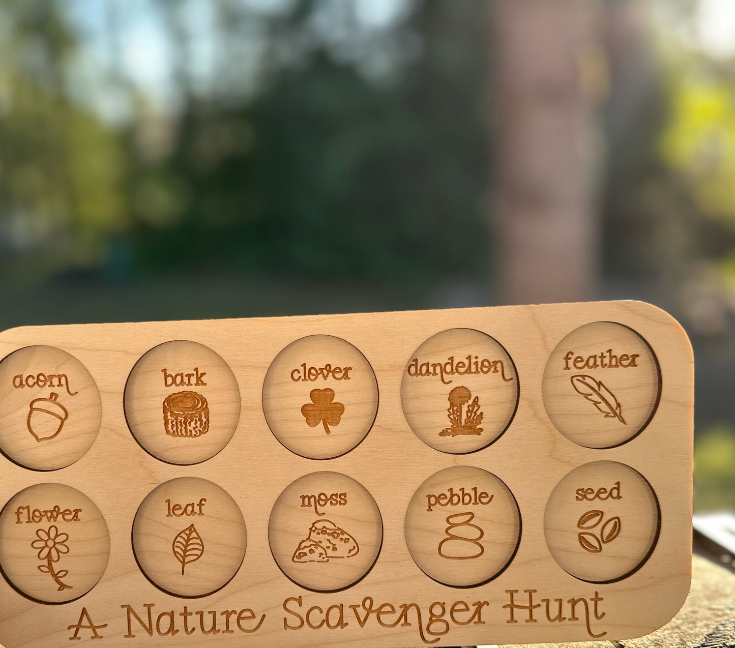 Kids Wooden Nature Scavenger Hunt Board