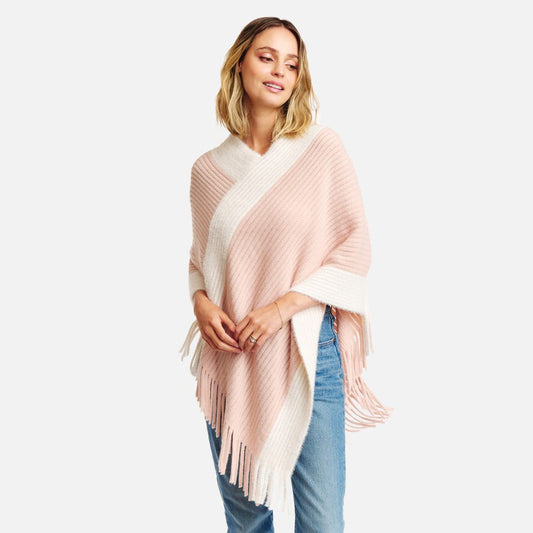 Pink Cozy Chic Knit Poncho