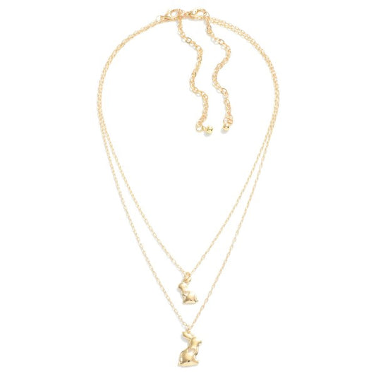 Gold Bunny Necklace Set