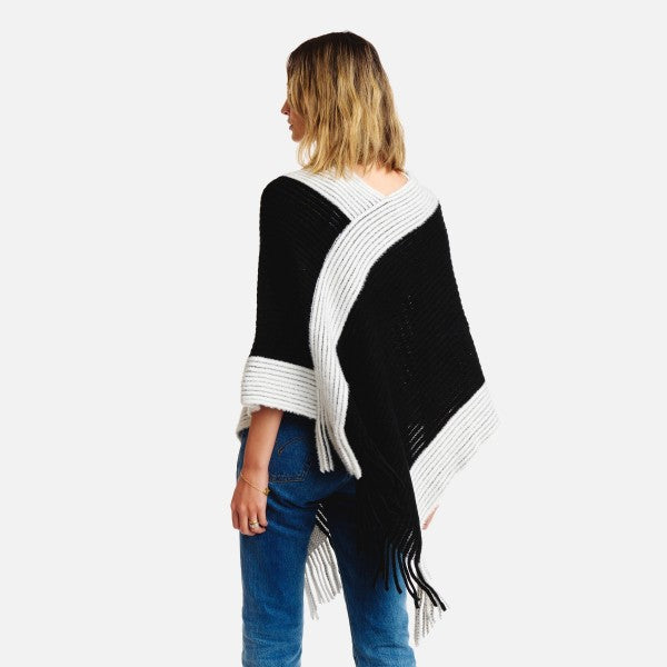 Black Cozy Chic Knit Poncho